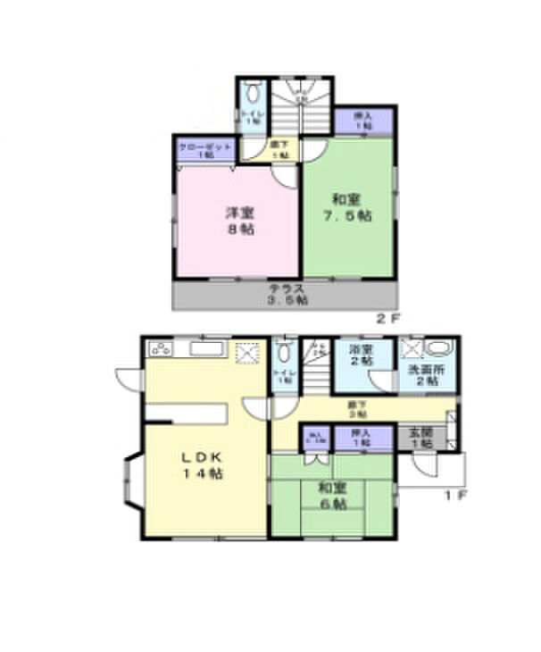 鴻巣市原馬室　中古戸建(3LDK)の間取り