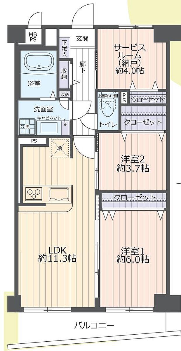 ロイヤルステージ東所沢パート2(3LDK) 3階の間取り