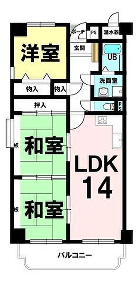 徳山河東マンション(3LDK) 3階の間取り