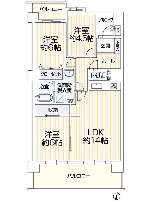 ライオンズマンション知立南壱番館N棟　803(3LDK) 8階の間取り