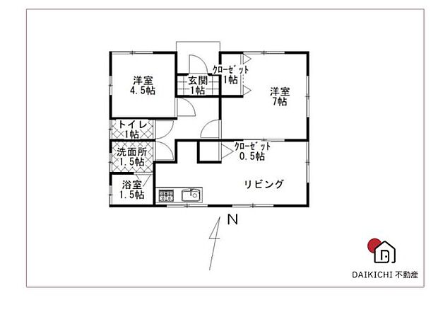 羽生市東7丁目　新築戸建(2LDK)の間取り