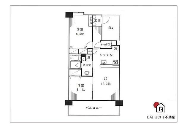 プレディアンスフォート北本ライズ　中古マンション(2LDK) 6階の間取り