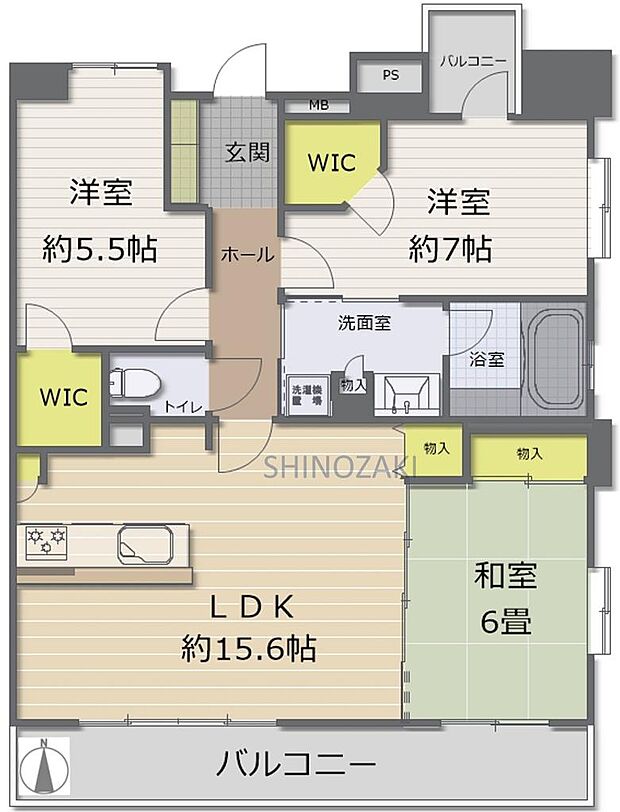 レーベンハイムコンフォレスタ宇都宮(3LDK) 9階の間取り