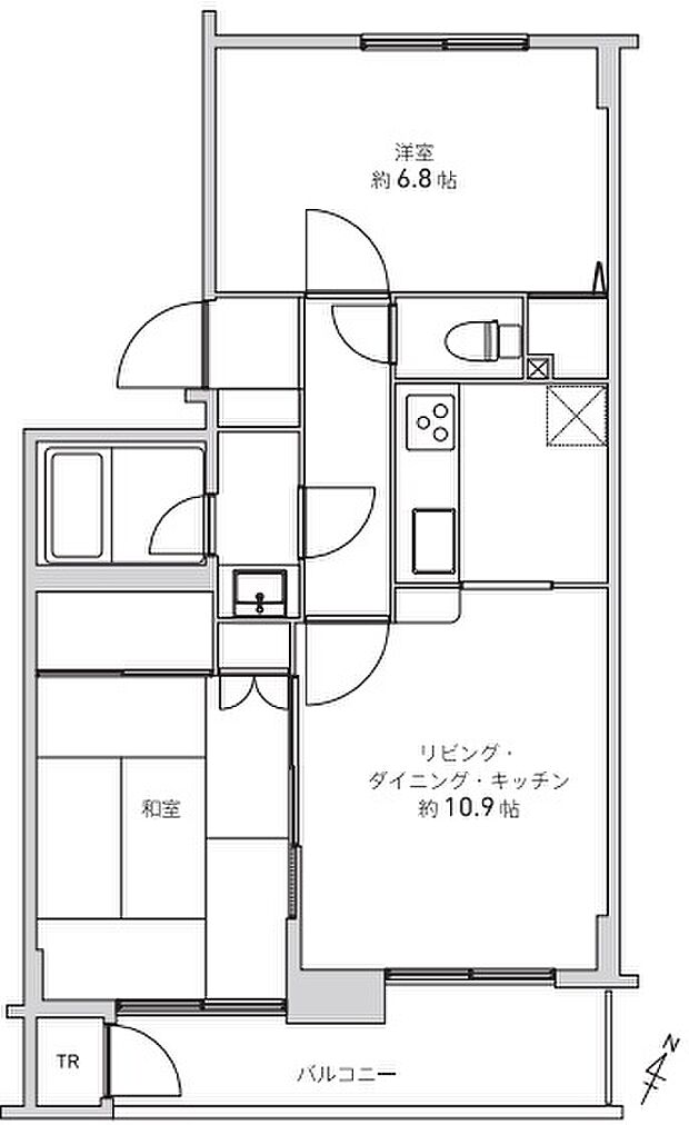 ダイアパレス元町南(2LDK) 2階の間取り