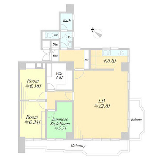 ・専有面積101.05平米　角部屋・南東と南西の角部屋・LD22.6帖とゆとりあるお部屋です。
