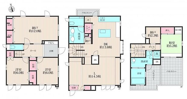 世田谷区玉川3丁目　中古戸建(3SLDK)の間取り