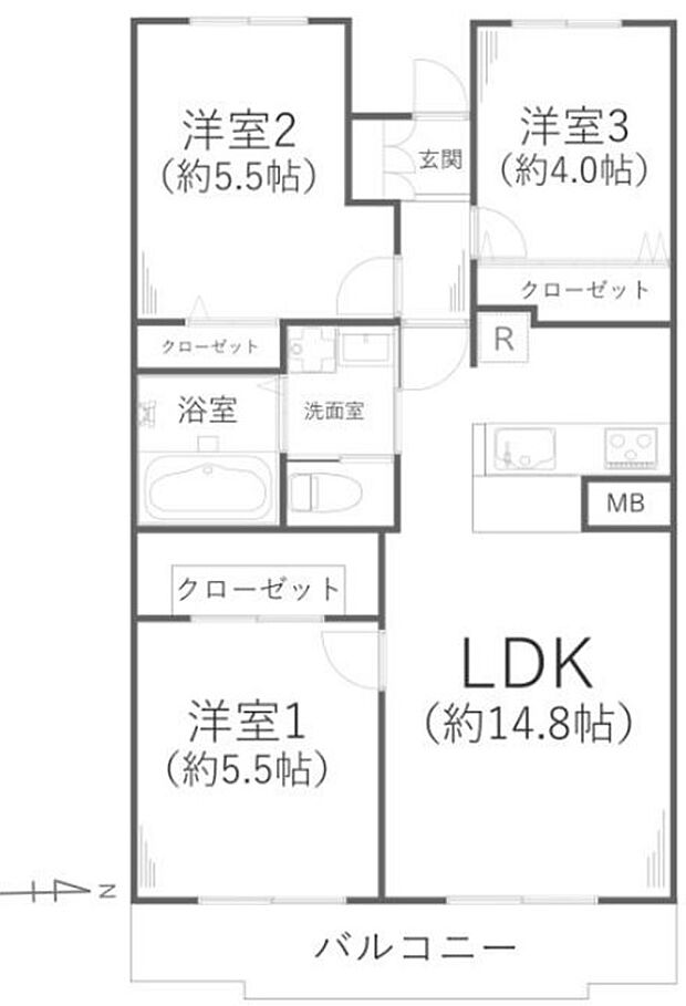 【間取り】65.21平米3LDK