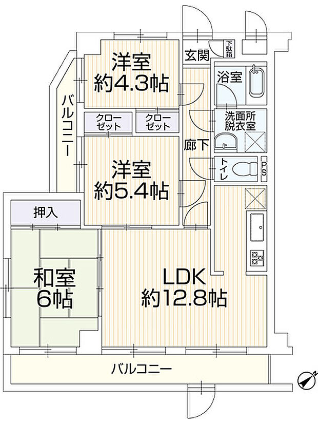 【間取り】66.60平米3LDK