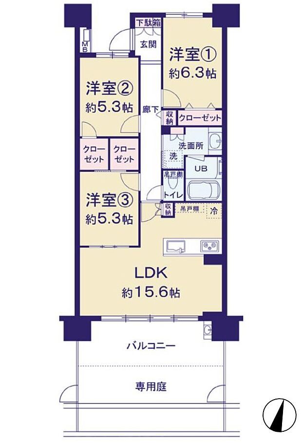 【間取り】75.21平米3LDK