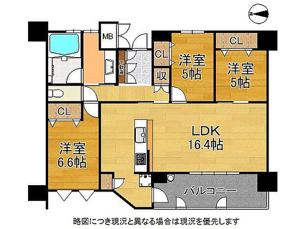 各居室収納スペース付きの3ＬＤＫ！対面キッチンで会話を楽しみながらお料理ができますね