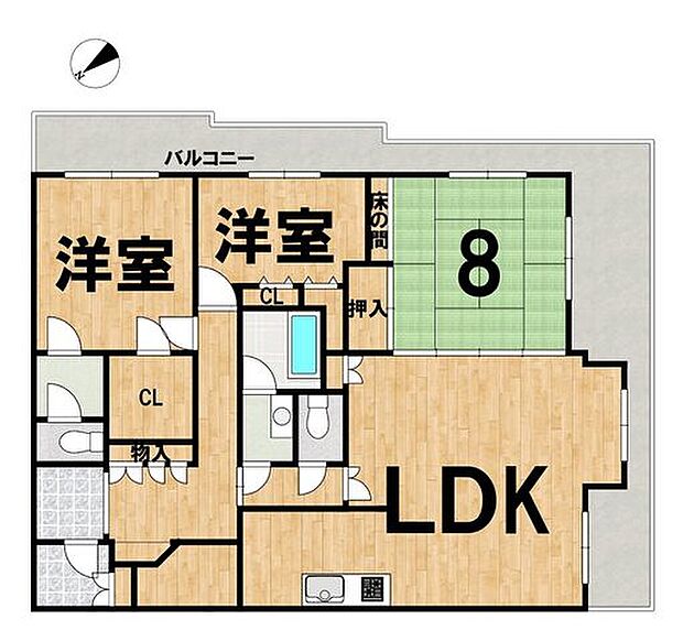 レフィナード帝塚山(3LDK) 2階の間取り