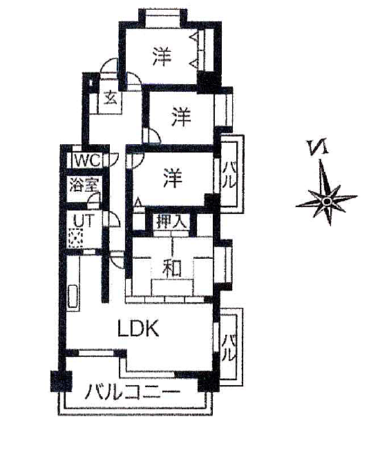 ライオンズマンション岩塚(4LDK) 7階の間取り