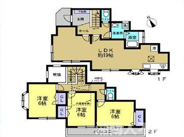 茅ヶ崎市萩園リフォーム戸建て(3LDK)の間取り