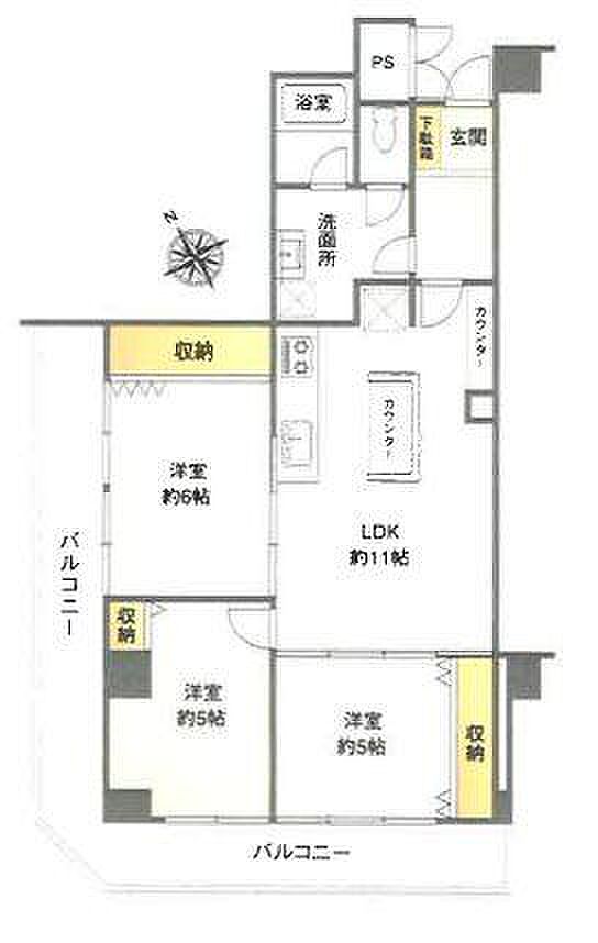 ダイアパレス己斐(3LDK) 2階の間取り