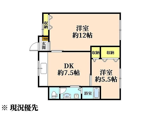 庚午北4丁目バス停 徒歩1分(2DK) 2階の間取り