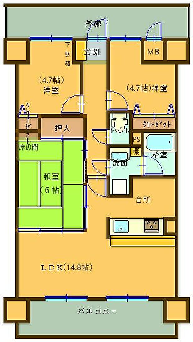 ＪＲ呉線 新広駅まで 徒歩12分(3LDK) 10階の間取り