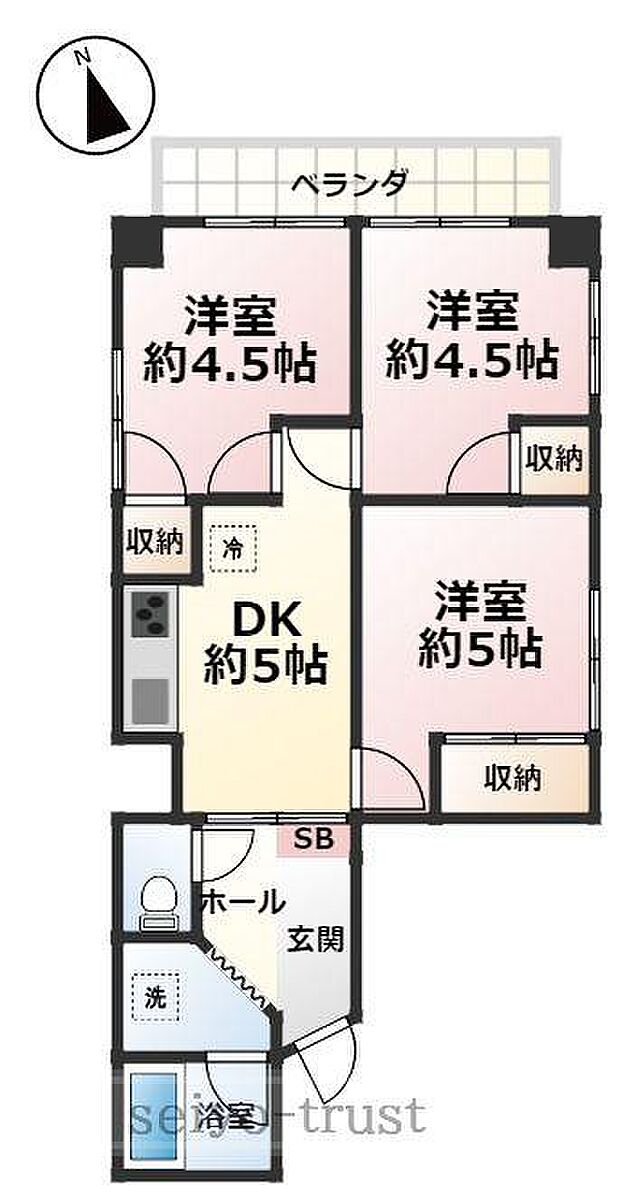 広島電鉄皆実線 比治山橋駅まで 徒歩4分(3DK) 4階の間取り