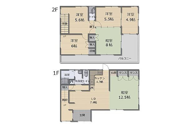 浦添市大平戸建て(5LDK)の間取り