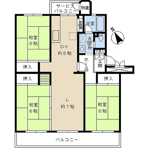 専有面積71.87？　3LDKタイプの間取り 2023年9月　室内一部リフォーム済み