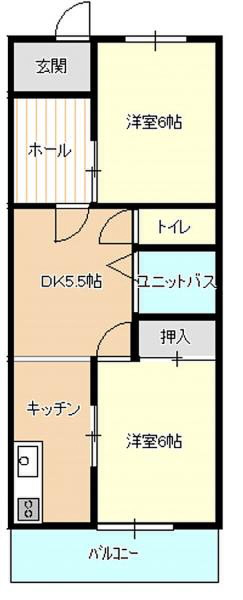 武蔵野サンハイツ東伏見パート2(2DK) 3階の間取り