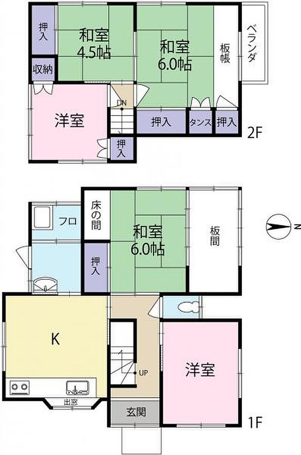 八幡東区大宮町　中古戸建(5DK)の間取り