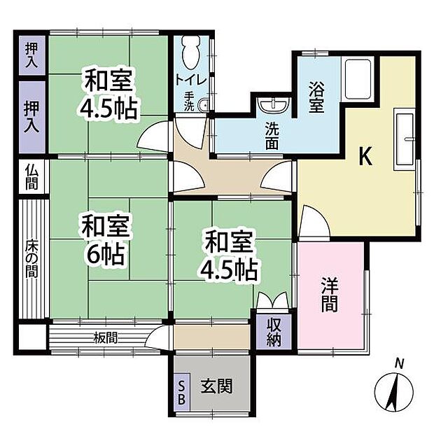 行橋市大字道場寺　中古戸建(3K)の間取り