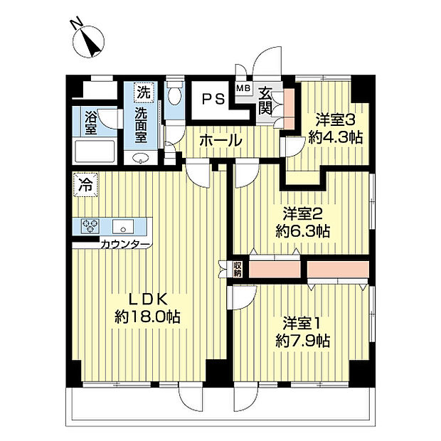 晴風マンション(3LDK) 3階の間取り