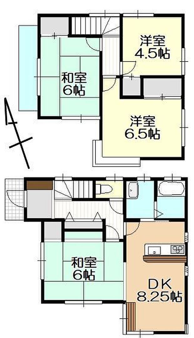 東松山市上唐子中古戸建(4DK)の間取り