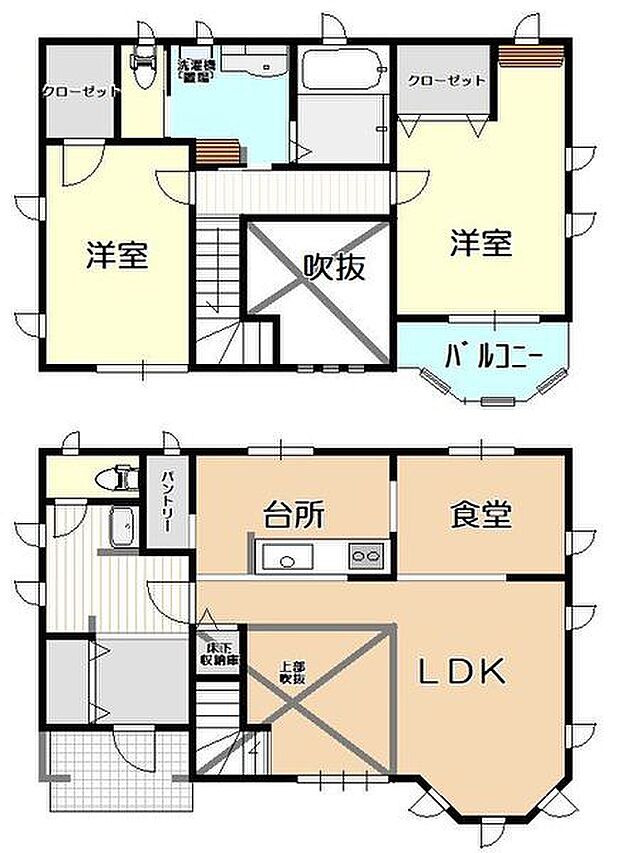 滑川町月輪中古戸建(2SLDK)の間取り