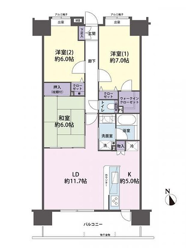 12階南西向きで陽当たり・眺望良好な3LDK。