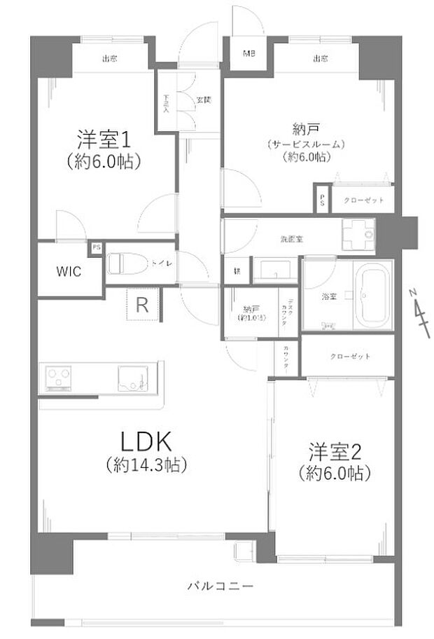 日神パレステージ鳩ケ谷(2SLDK) 3階の間取り