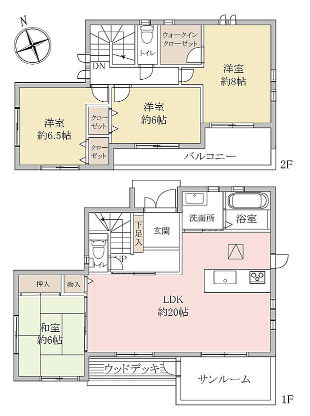 【4LDK+ウォークインクローゼット】全居室6畳以上！駐車スペース2台！