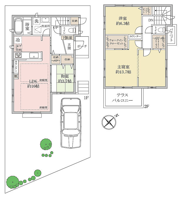 【3LDK+2ウォークインクローゼット】ご家族の人数に合わせて間取り4LDKへ変更可能！（要別途工事費）