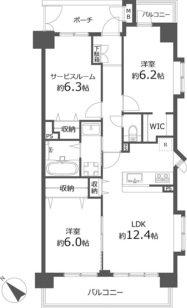 レクセルマンション北習志野(2SLDK) 3階の間取り