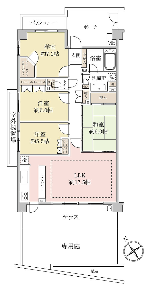 南西角住戸！専有面積93.45m2／4ＬＤＫ！ペット飼育可(細則有)