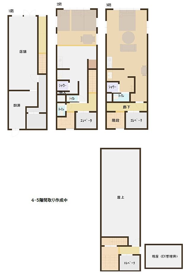 １〜３階間取り（略図につき現況を優先します）