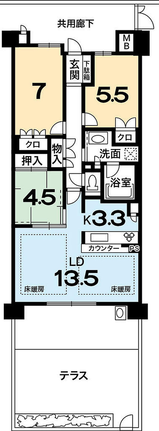 パークシティ桂ジオ(3LDK) 1階の間取り