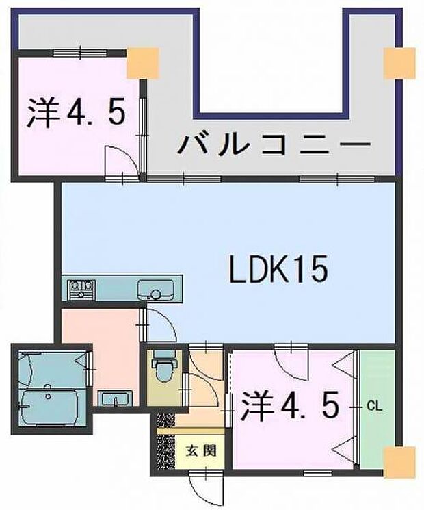 ときわ筒井ハイツ(2LDK) 5階の間取り