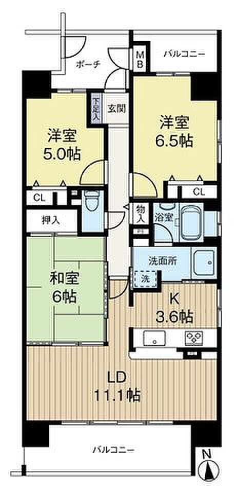 ファミール東加賀屋きらめきの街(3LDK) 3階の間取り