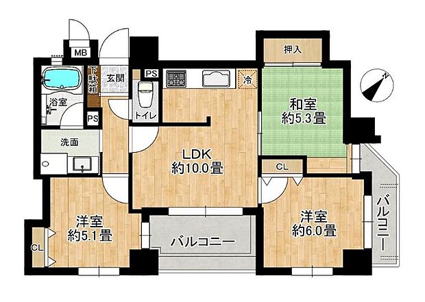 ワコーレルシード上沢(3LDK) 4階の間取り