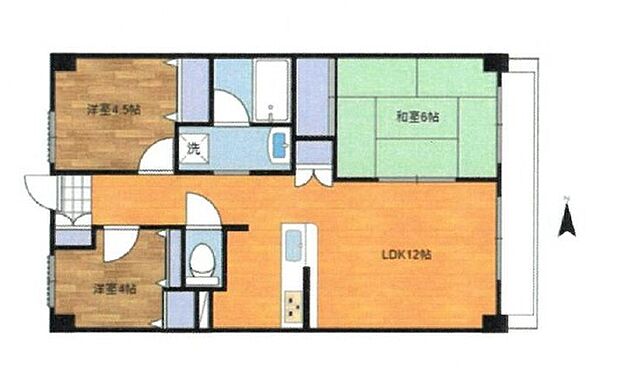 LDK12帖、全居室収納スペース付、日当たり良好な2階部分のお部屋です。