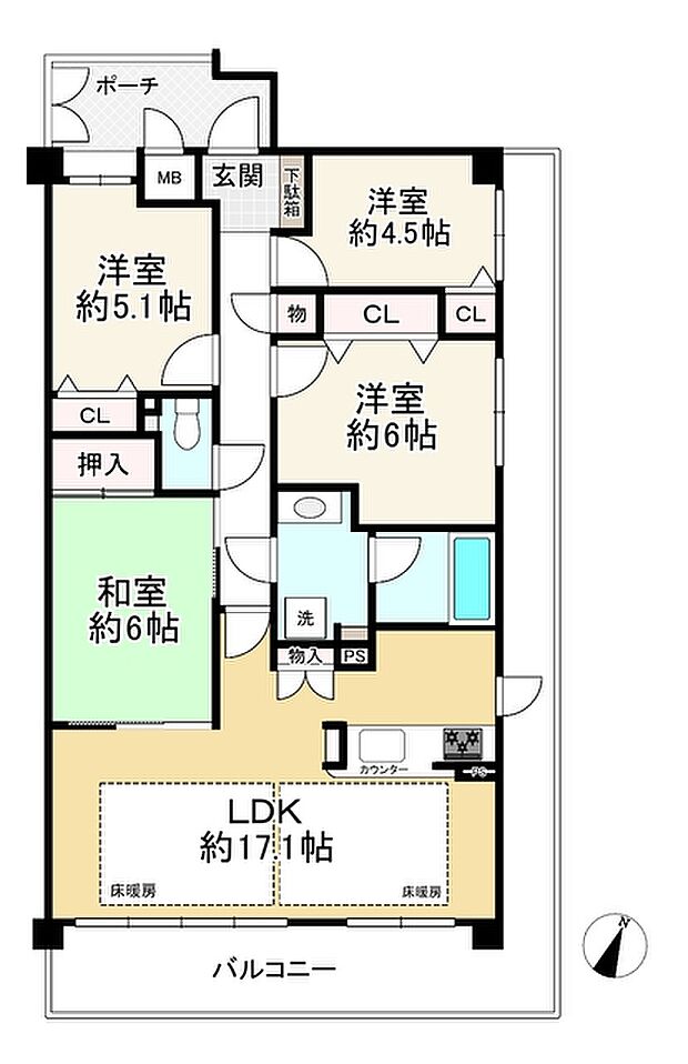 ステイツ神戸・籠池通(4LDK) 1階の間取り