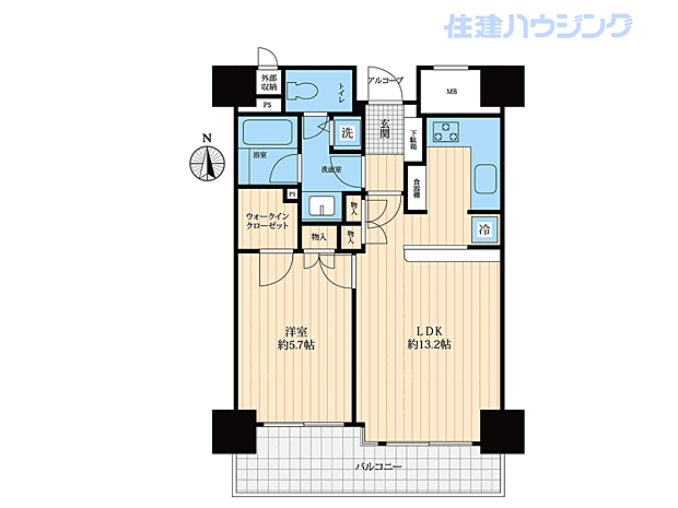 西新宿パークサイドタワー(1LDK) 4階の間取り