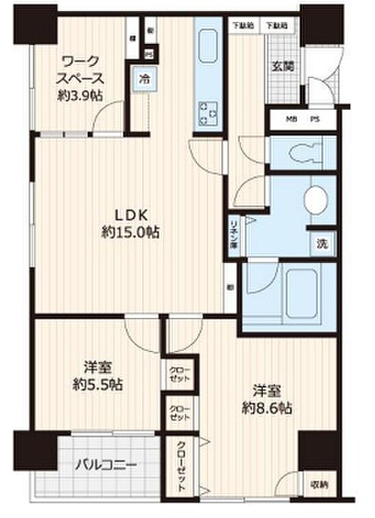 ユニーブル島津山(3LDK) 6階の間取り