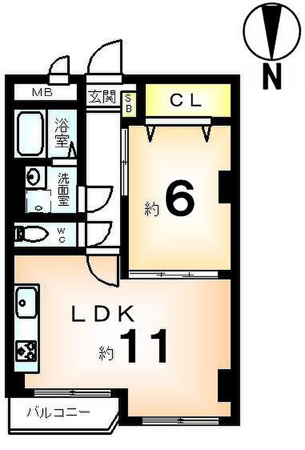 常盤ハイツ(1LDK) 1階の間取り