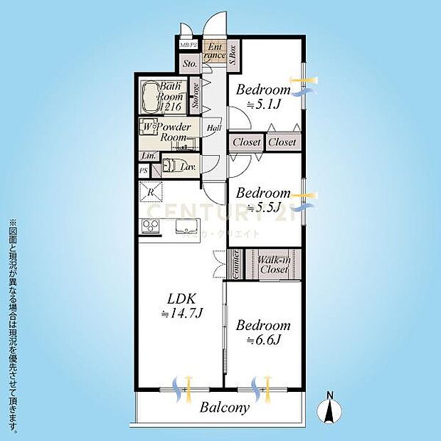 間取図／2階部分南東角住戸、周辺は低層住宅地につき採光・通風良好！内装フルリノベーションにより新築同様に生まれ変わりました。