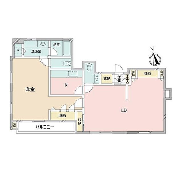 間取図／8階部分ワンフロア1住戸4面採光、ゆとりの1LDK＋収納多数、前面に高い建物がなく採光・通風・眺望良好です！