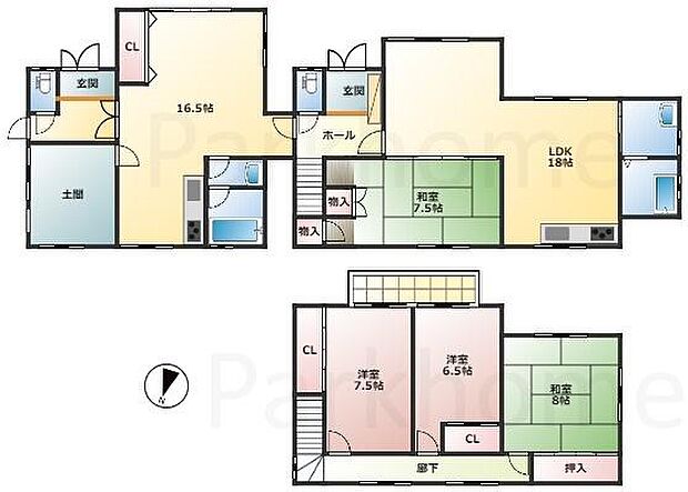 店舗併用住宅(5LDK)の間取り