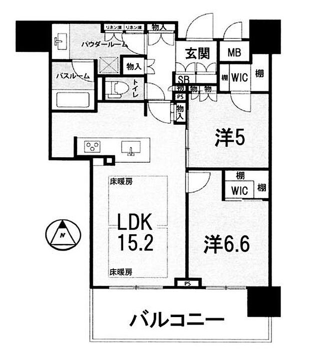 プレミスト大津ステーションレジデンス(2SLDK) 6階の間取り