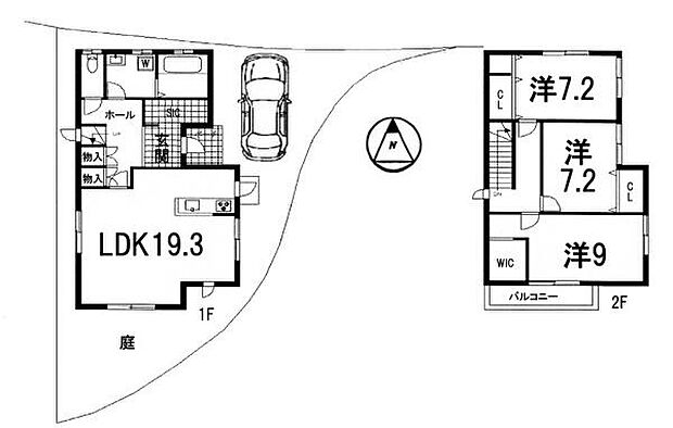 ＪＲ東海道本線 南草津駅まで 徒歩31分(3SLDK)の間取り